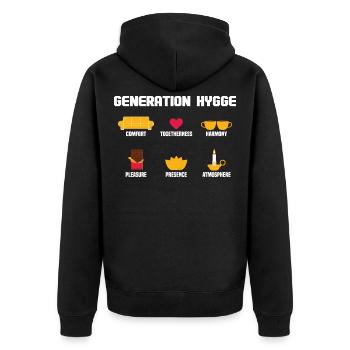 Génération Hygge I Style de vie danois I Cadeau - Veste à capuche bio Premium Unisexe - noir - Dos - Nico (187cm)