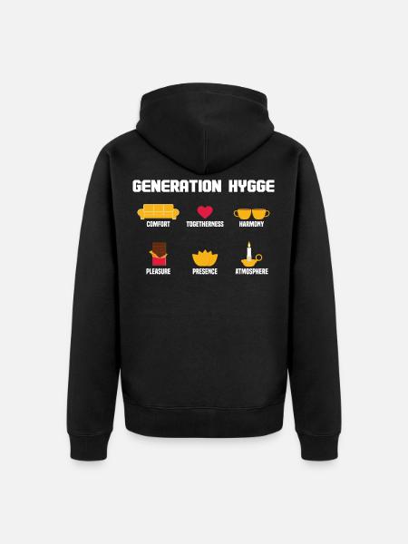 Génération Hygge I Style de vie danois I Cadeau - Premium økologisk unisex-hættejakke - sort
