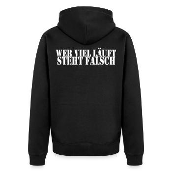 Fußball Kreisliga Libero Verteidiger Geschenkidee - Unisex Premium Bio Zip Hoodie - Schwarz - Hinten - Nico (187cm)