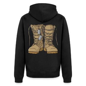 Military Shoes Soldiers - Unisex Premium Organic Zip Hoodie - black - Back - Nico (187cm)