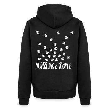 Massage Zone - Unisex Premium Bio Zip Hoodie - Schwarz - Hinten - Nico (187cm)