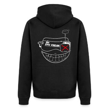 FPV FREAK SMILE - Unisex Premium Bio Zip Hoodie - Schwarz - Hinten - Nico (187cm)