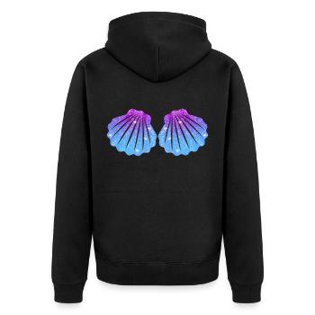 Meerjungfrau Muschel mermaid - Unisex Premium Bio Zip Hoodie - Schwarz - Hinten - Nico (187cm)