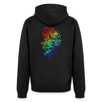 LGBT Roses Chemise Fleurs Esthétique Rétro élégant - Veste à capuche bio Premium Unisexe - noir - Dos - Nico (187cm)