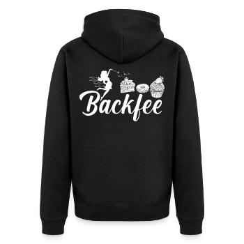 Backfee Hobbybäcker Bäckerin Backen Cupcake Muffin - Unisex Premium Bio Zip Hoodie - Schwarz - Hinten - Nico (187cm)