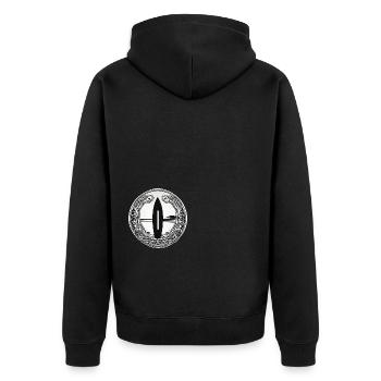 Surfer Logo #10 | Hoodie / T-Shirt - Unisex Premium Bio Zip Hoodie - Schwarz - Hinten - Nico (187cm)
