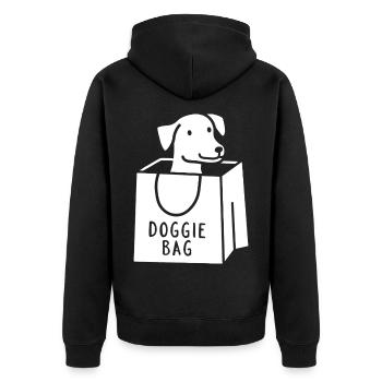 Doggie Bag - Unisex Premium Organic Zip Hoodie - black - Back - Nico (187cm)