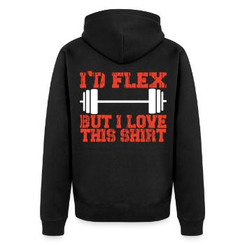 I'd Flex Funny Gym Bodybuilder Weightlifter - Unisex Premium Bio Zip Hoodie - Schwarz - Hinten - Nico (187cm)