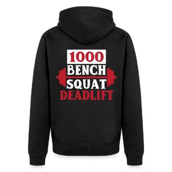 1000 LB Club Bodybuilding Weightlifting - Unisex Premium Bio Zip Hoodie - Schwarz - Hinten - Nico (187cm)