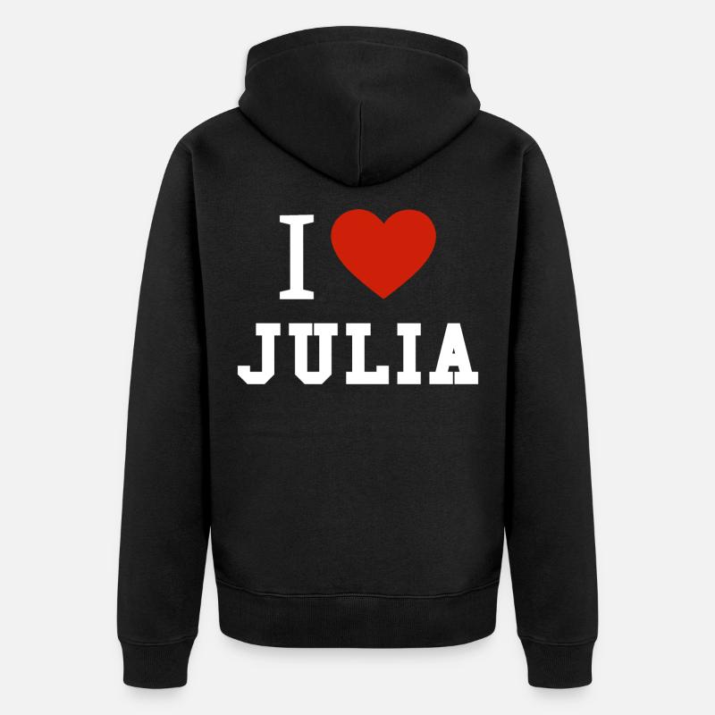 J'aime la relation cadeau Julia Saint Valentin - Veste à capuche bio Premium Unisexe - noir