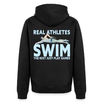 De vrais athlètes nagent drôle natation Swimer - Veste à capuche bio Premium Unisexe - noir - Dos - Nico (187cm)