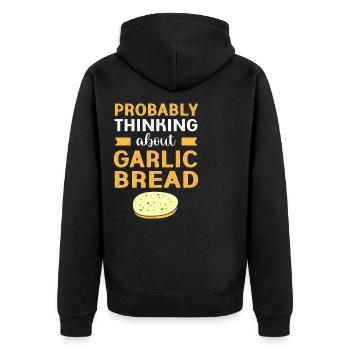 Brot Knoblauch - Unisex Premium Bio Zip Hoodie - Schwarz - Hinten - Nico (187cm)