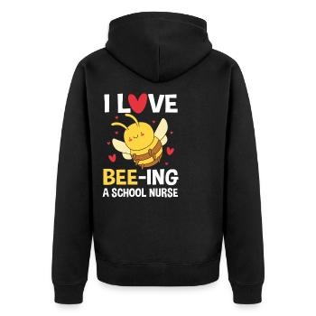 Schule Krankenschwester Krankenhaus Medizin - Unisex Premium Bio Zip Hoodie - Schwarz - Hinten - Nico (187cm)