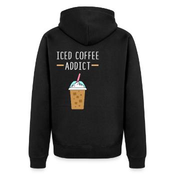 Kaffee Eiskaffee Koffein Espresso Barista Geschenk - Unisex Premium Bio Zip Hoodie - Schwarz - Hinten - Nico (187cm)