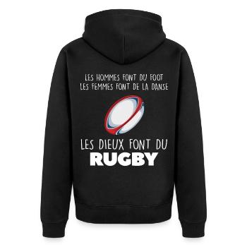 Rugby les dieux dans le stade - Veste à capuche bio Premium Unisexe - noir - Dos - Nico (187cm)