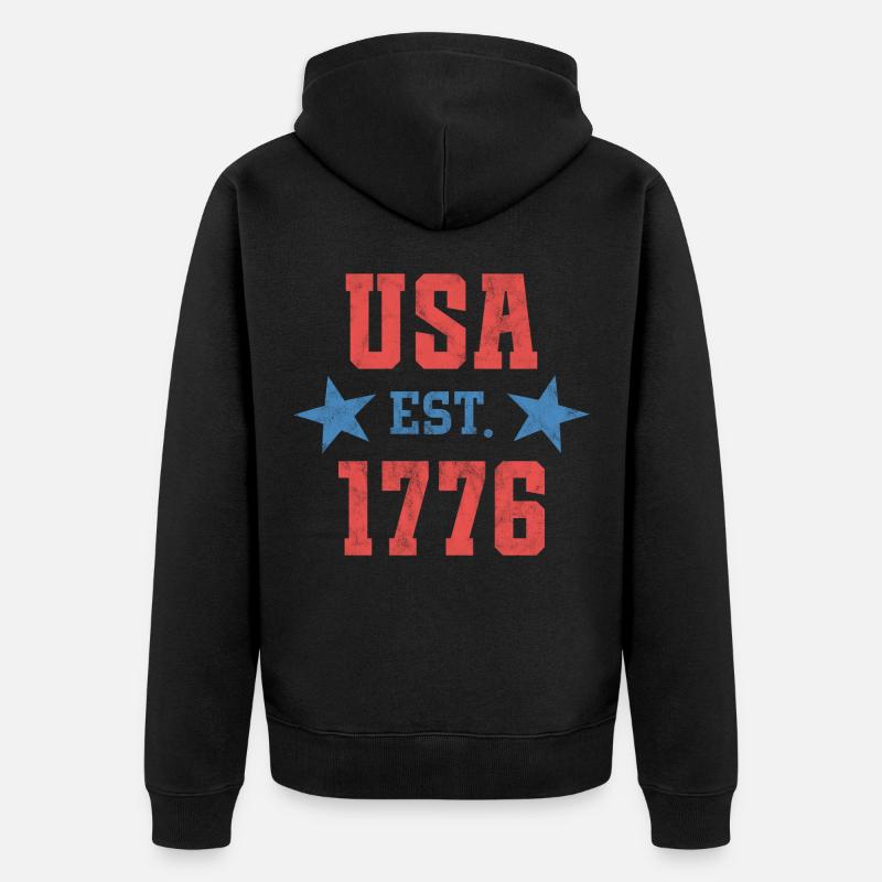 États-Unis Est 1776 - Veste à capuche bio Premium Unisexe - noir