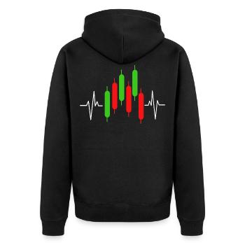 stock exchange - Unisex Premium Organic Zip Hoodie - black - Back - Nico (187cm)
