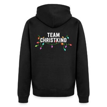 Team Christkind - Unisex Premium Bio Zip Hoodie - Schwarz - Hinten - Nico (187cm)
