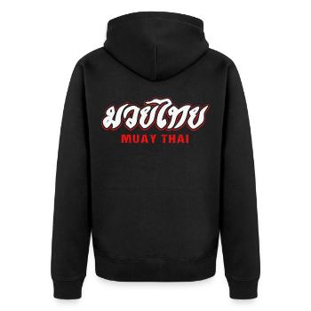 Thai Boxing - Unisex Premium Bio Zip Hoodie - Schwarz - Hinten - Nico (187cm)