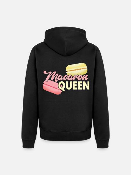 Macaron Queen Funny Macaron Dessert - Unisex Premium Organic Zip Hoodie - black