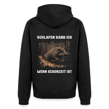 Hunter Closed Season - Unisex Premium Organic Zip Hoodie - black - Back - Nico (187cm)