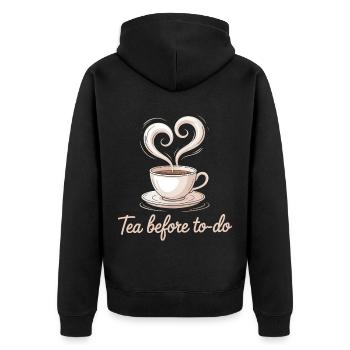 Tea Before To-Do Chill Vibes Slow Living - Unisex Premium Bio Zip Hoodie - Schwarz - Hinten - Nico (187cm)