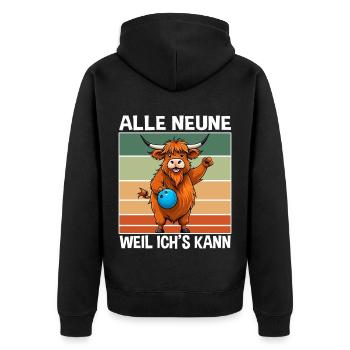 Tenue de bowling drôle dire bowling sport design - Veste à capuche bio Premium Unisexe - noir - Dos - Nico (187cm)