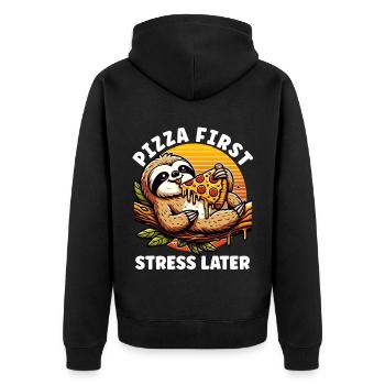 Fast Food Pizza Lovers Pizza Food Italian - Unisex Premium Organic Zip Hoodie - black - Back - Nico (187cm)