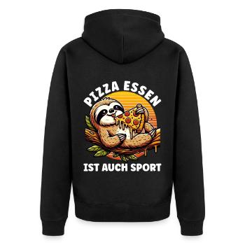Fast Food Pizza Liebhaber Pizza Essen Italienische - Unisex Premium Bio Zip Hoodie - Schwarz - Hinten - Nico (187cm)