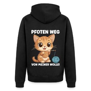 Lustiger Spruch Häkeln Stricken Wolle Nähen - Unisex Premium Bio Zip Hoodie - Schwarz - Hinten - Nico (187cm)