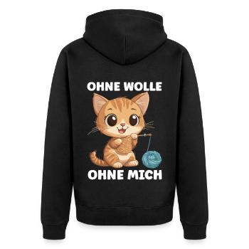 Lustiger Spruch Häkeln Stricken Wolle Nähen - Unisex Premium Bio Zip Hoodie - Schwarz - Hinten - Nico (187cm)