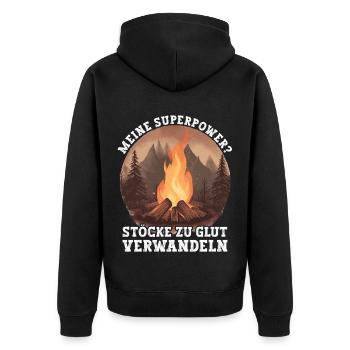 Bushcrafting Equipment Outdoor Survival - Unisex Premium Organic Zip Hoodie - black - Back - Nico (187cm)