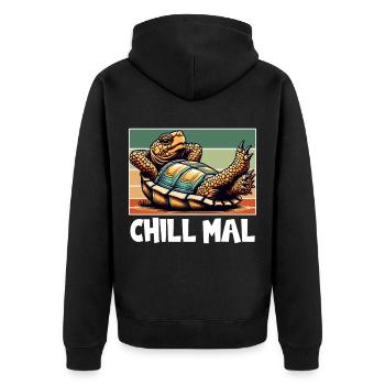 Schildkröten Liebhaber Lustiger Spruch - Unisex Premium Bio Zip Hoodie - Schwarz - Hinten - Nico (187cm)