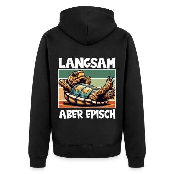 Turtle Lover Funny Saying - Unisex Premium Organic Zip Hoodie - black - Back - Nico (187cm)