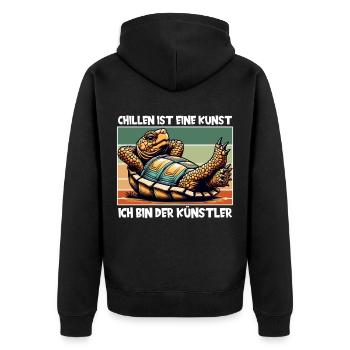 Schildkröten Liebhaber Lustiger Spruch - Unisex Premium Bio Zip Hoodie - Schwarz - Hinten - Nico (187cm)