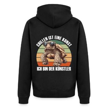 Turtle Lover Funny Saying - Unisex Premium Organic Zip Hoodie - black - Back - Nico (187cm)
