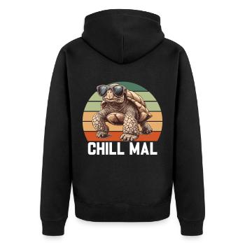 Schildkröten Liebhaber Lustiger Spruch - Unisex Premium Bio Zip Hoodie - Schwarz - Hinten - Nico (187cm)