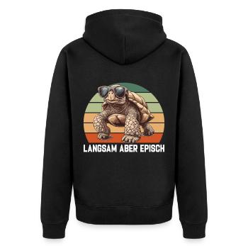 Schildkröten Liebhaber Lustiger Spruch - Unisex Premium Bio Zip Hoodie - Schwarz - Hinten - Nico (187cm)