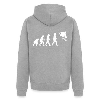 Skateboarding Skate Skater Evolution Skateboard - Unisex Premium Bio Zip Hoodie - Grau meliert - Hinten - Nico (187cm)