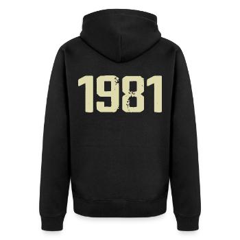 Jubilee 1981 - Unisex Premium Organic Zip Hoodie - black - Back - Nico (187cm)
