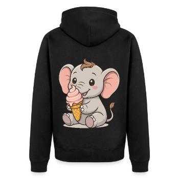 Eiszeit mit Elefant - Unisex Premium Bio Zip Hoodie - Schwarz - Hinten - Nico (187cm)