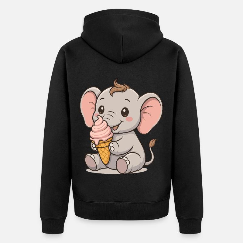 Eiszeit mit Elefant - Unisex Premium Bio Zip Hoodie - Schwarz