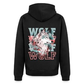 Wolf Wolf's Head Forest Nature Mountains Wilderness Colorful - Unisex Premium Organic Zip Hoodie - black - Back - Nico (187cm)