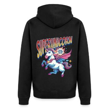 Einhorn Superheld Superkräfte Übernatürlich Comic - Unisex Premium Bio Zip Hoodie - Schwarz - Hinten - Nico (187cm)