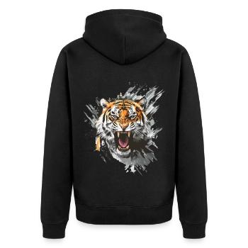 Tiger Head Predator Nature Wilderness Splash - Unisex Premium Organic Zip Hoodie - black - Back - Nico (187cm)