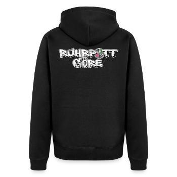 Ruhrpott Göre Gelsenkirchen Wappen - Unisex Premium Bio Zip Hoodie - Schwarz - Hinten - Nico (187cm)