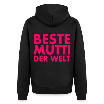 Beste mutti der welt - Unisex Premium Bio Zip Hoodie - Schwarz - Hinten - Nico (187cm)