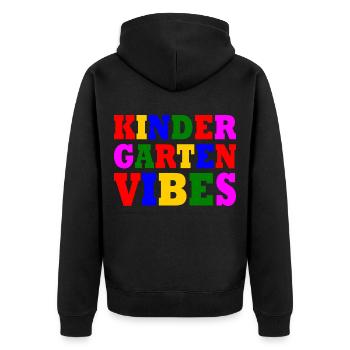 kindergarten vibes - Unisex Premium Bio Zip Hoodie - Schwarz - Hinten - Nico (187cm)