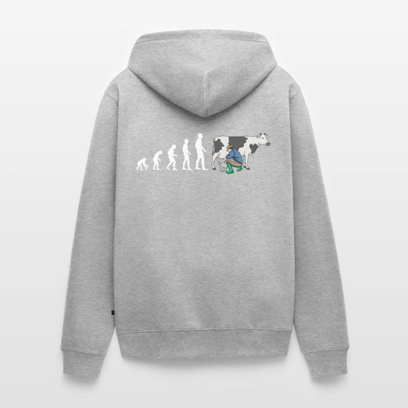 evolution Bauer Kuh Melken 2 Unisex Premium Organic Zip Hoodie