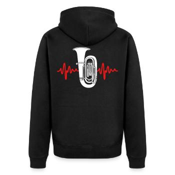 Tuba Herzschlag - Unisex Premium Bio Zip Hoodie - Schwarz - Hinten - Nico (187cm)